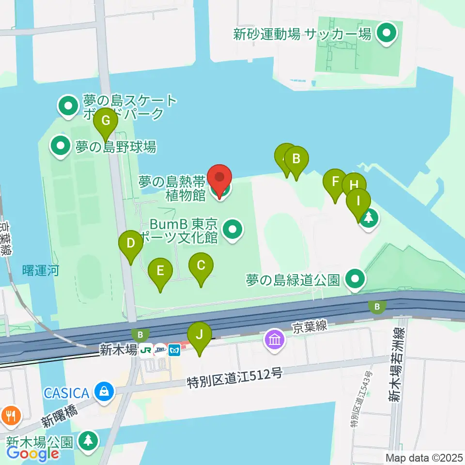 夢の島熱帯植物館周辺の駐車場・コインパーキング一覧地図