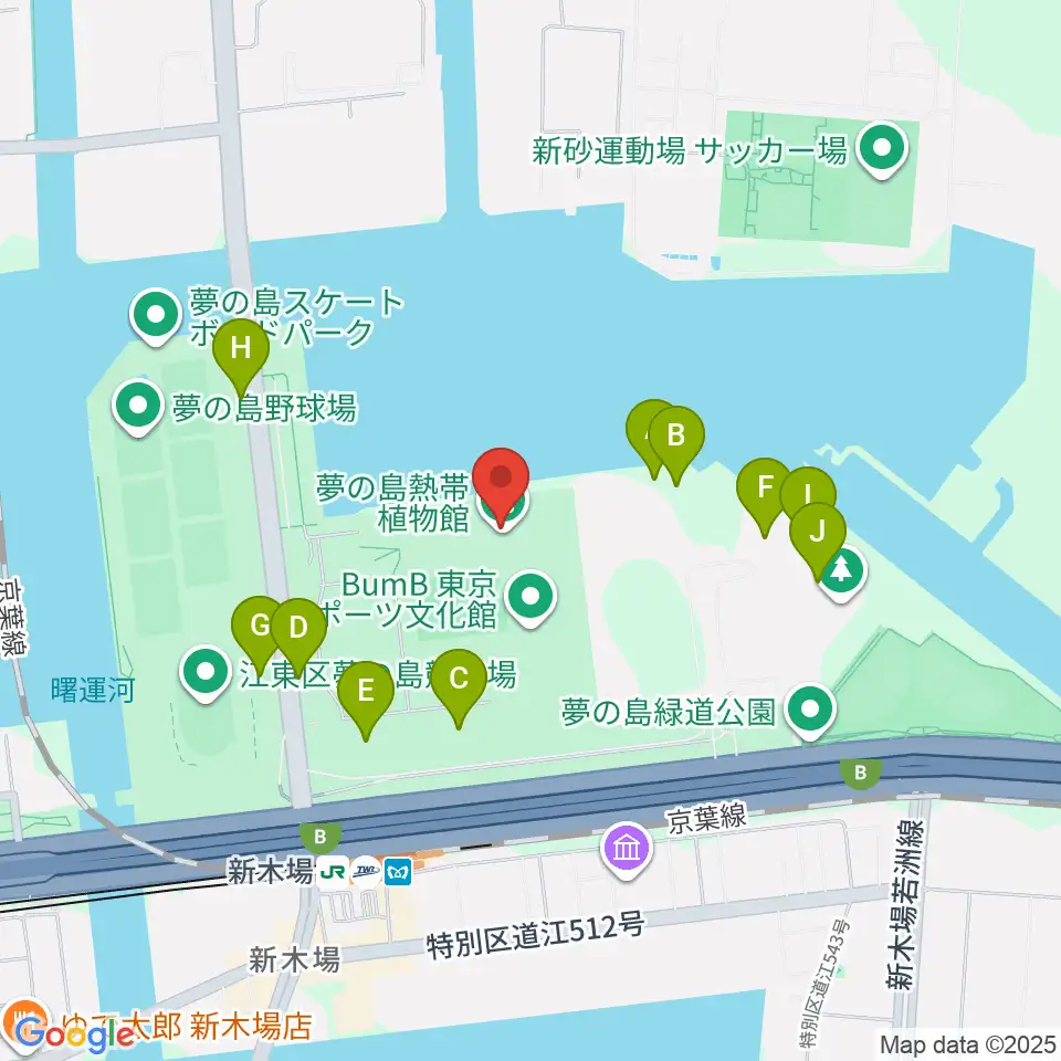 夢の島熱帯植物館周辺の駐車場・コインパーキング一覧地図