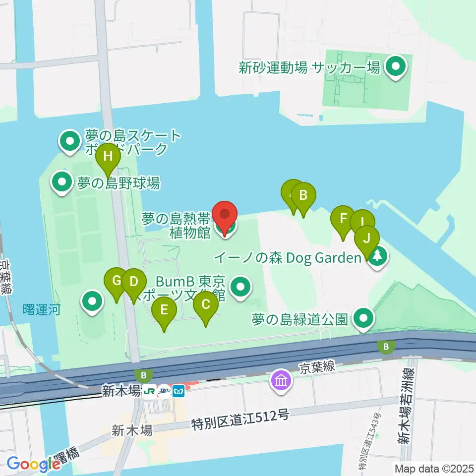 夢の島熱帯植物館周辺の駐車場・コインパーキング一覧地図