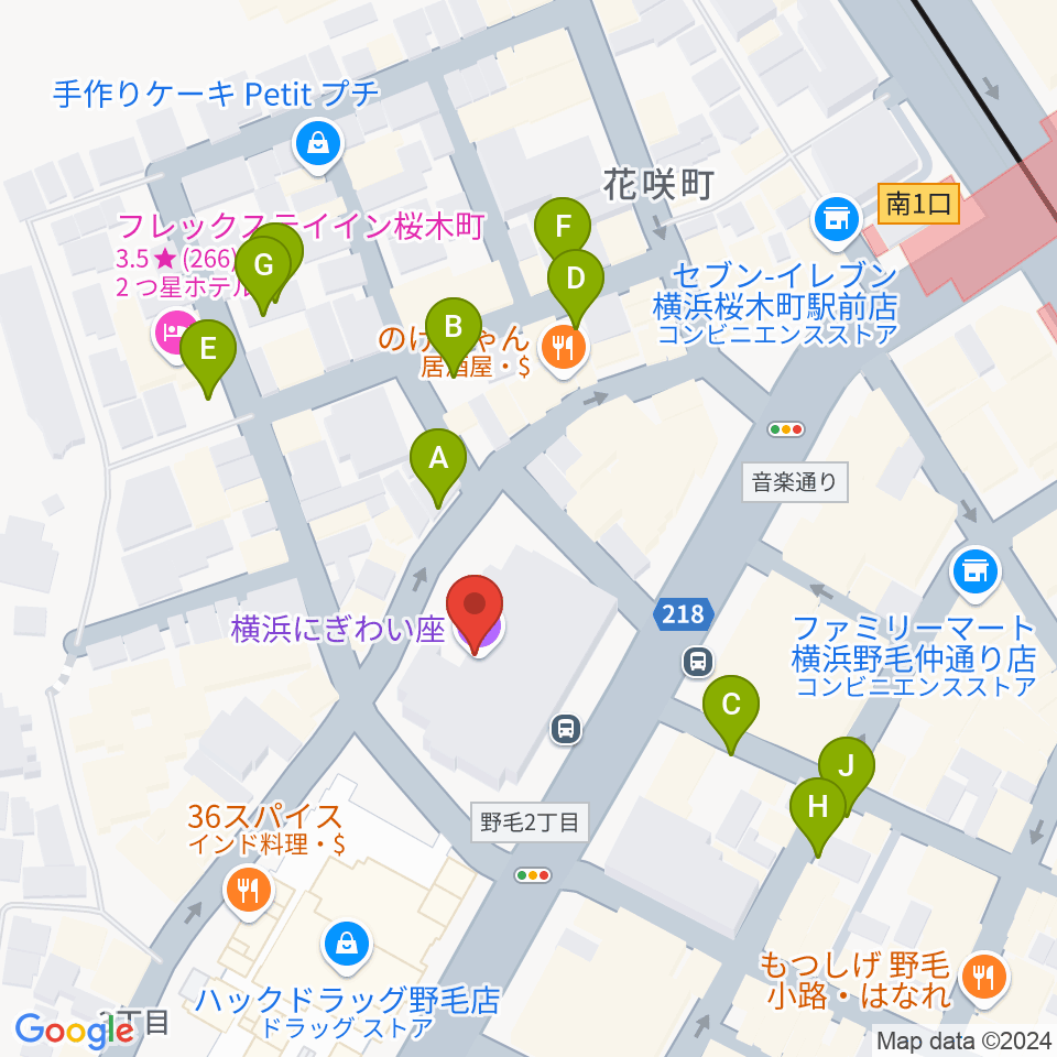 横浜にぎわい座周辺の駐車場・コインパーキング一覧地図