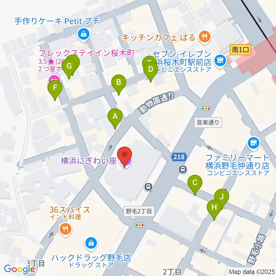 横浜にぎわい座周辺の駐車場・コインパーキング一覧地図