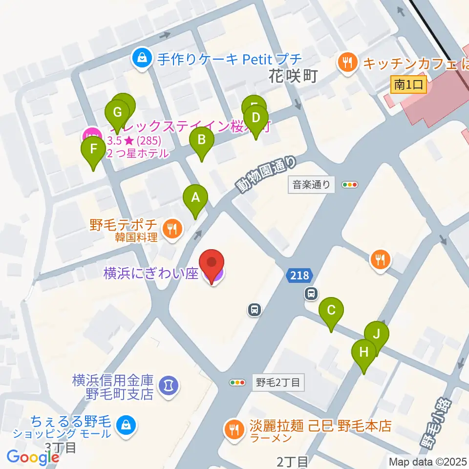 横浜にぎわい座周辺の駐車場・コインパーキング一覧地図
