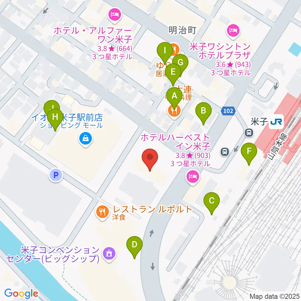 米子市文化ホール 練習室周辺の駐車場・コインパーキング一覧地図