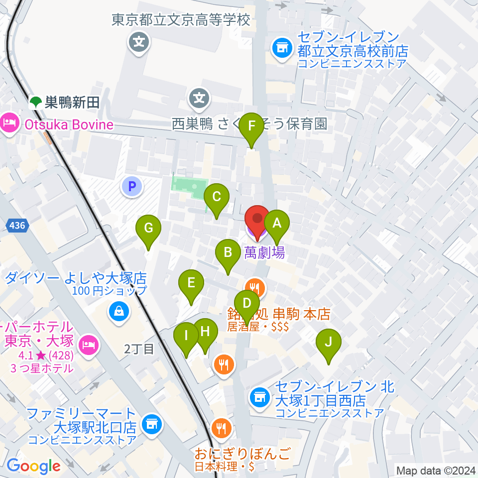 萬劇場周辺の駐車場・コインパーキング一覧地図