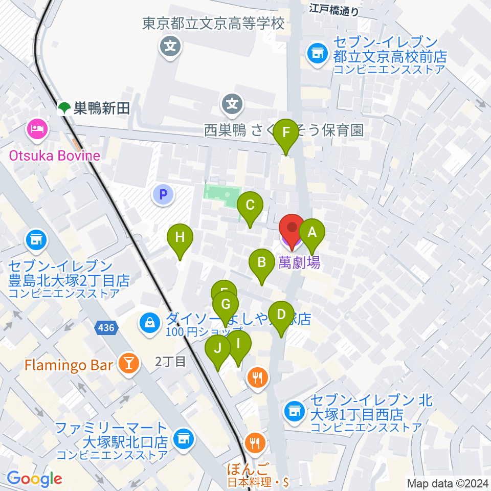 萬劇場周辺の駐車場・コインパーキング一覧地図