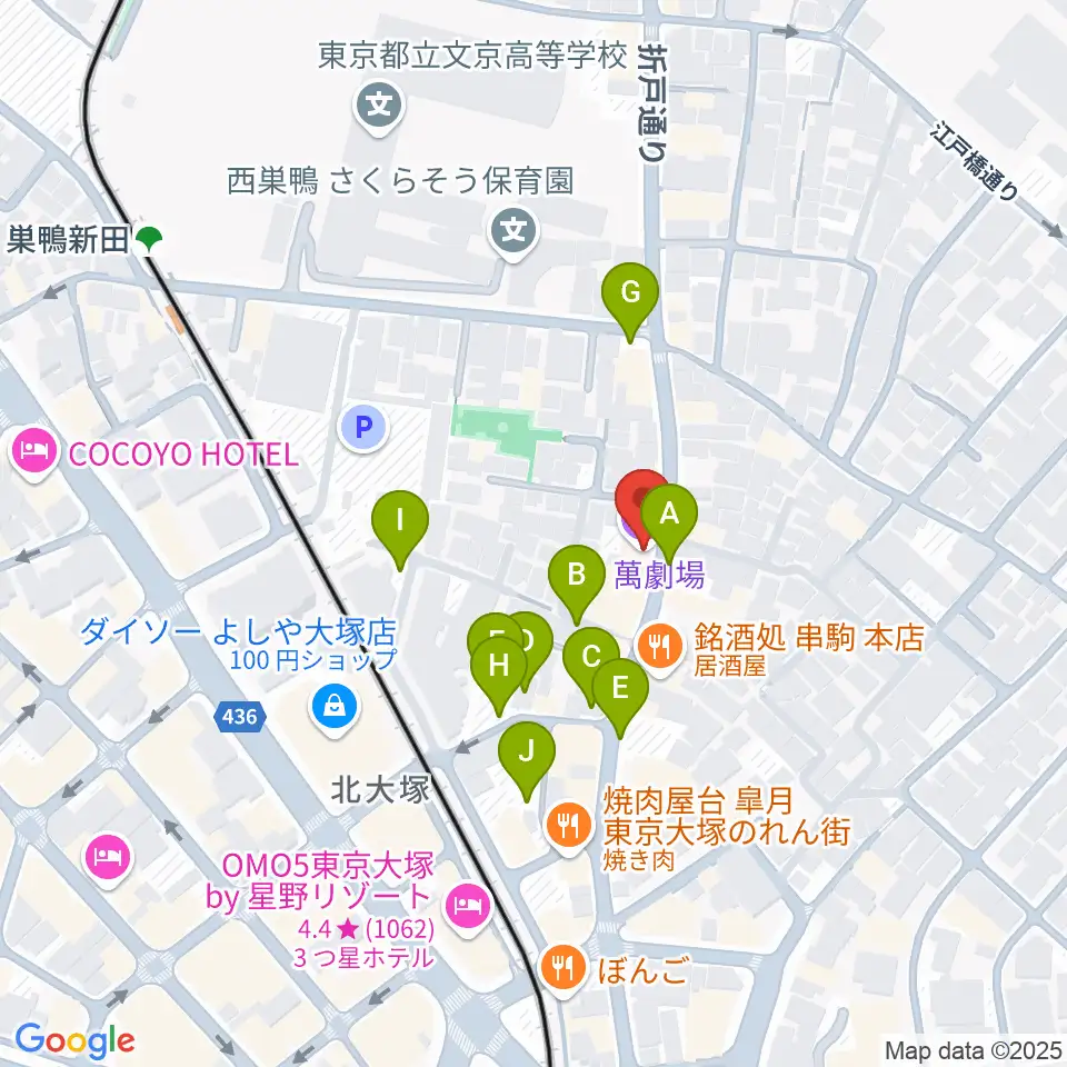 萬劇場周辺の駐車場・コインパーキング一覧地図