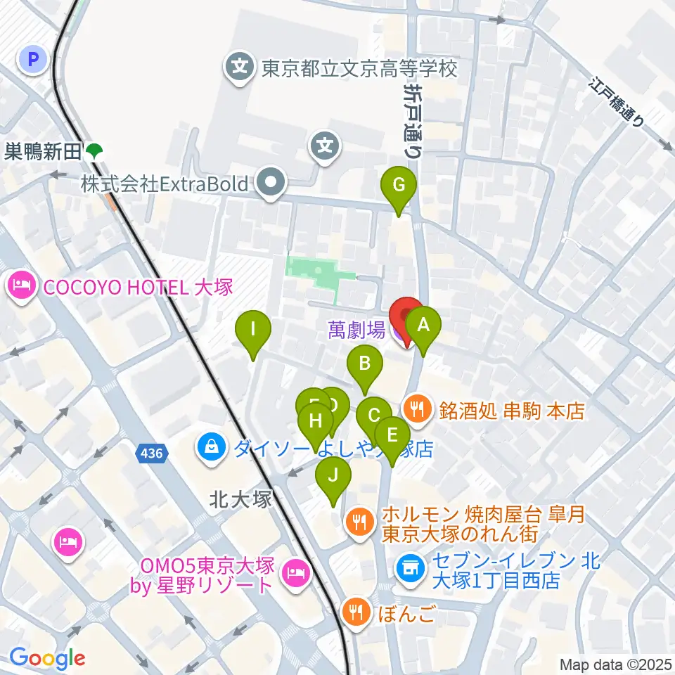 萬劇場周辺の駐車場・コインパーキング一覧地図