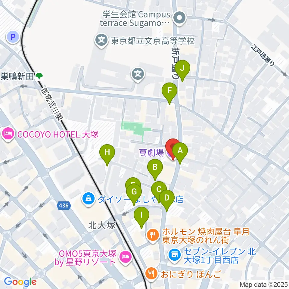 萬劇場周辺の駐車場・コインパーキング一覧地図