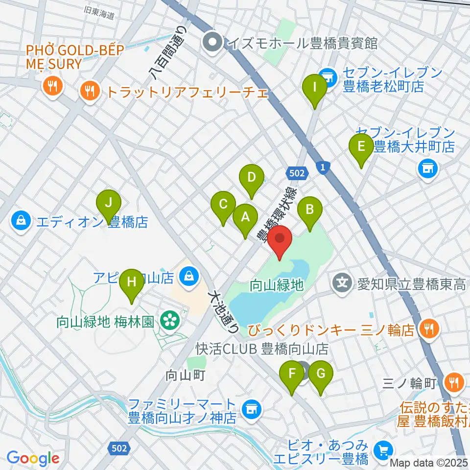 豊橋市民文化会館周辺の駐車場・コインパーキング一覧地図