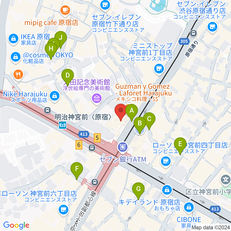 ラフォーレミュージアム原宿周辺の駐車場・コインパーキング一覧地図