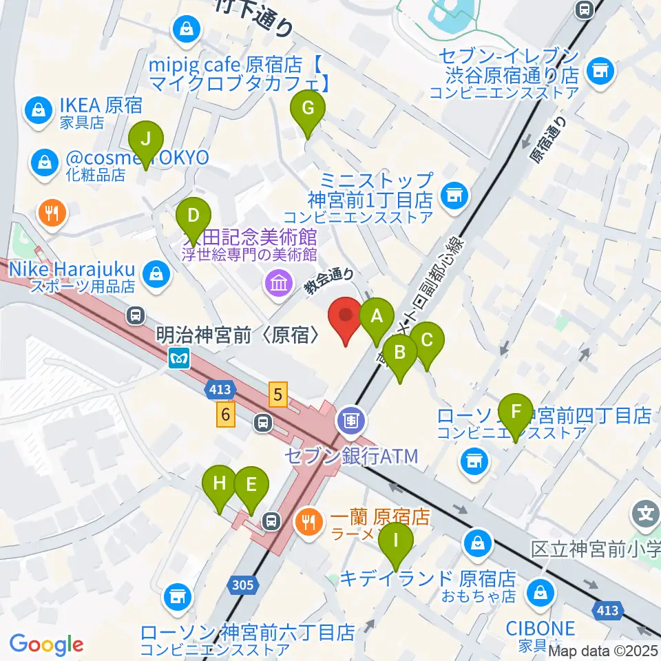 ラフォーレミュージアム原宿周辺の駐車場・コインパーキング一覧地図