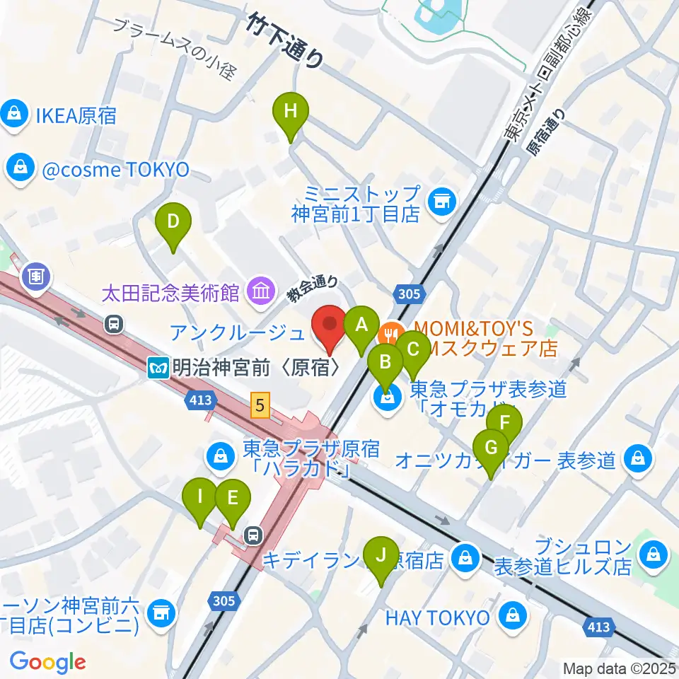 ラフォーレミュージアム原宿周辺の駐車場・コインパーキング一覧地図