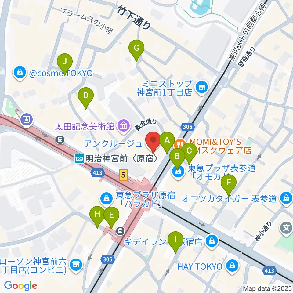 ラフォーレミュージアム原宿周辺の駐車場・コインパーキング一覧地図
