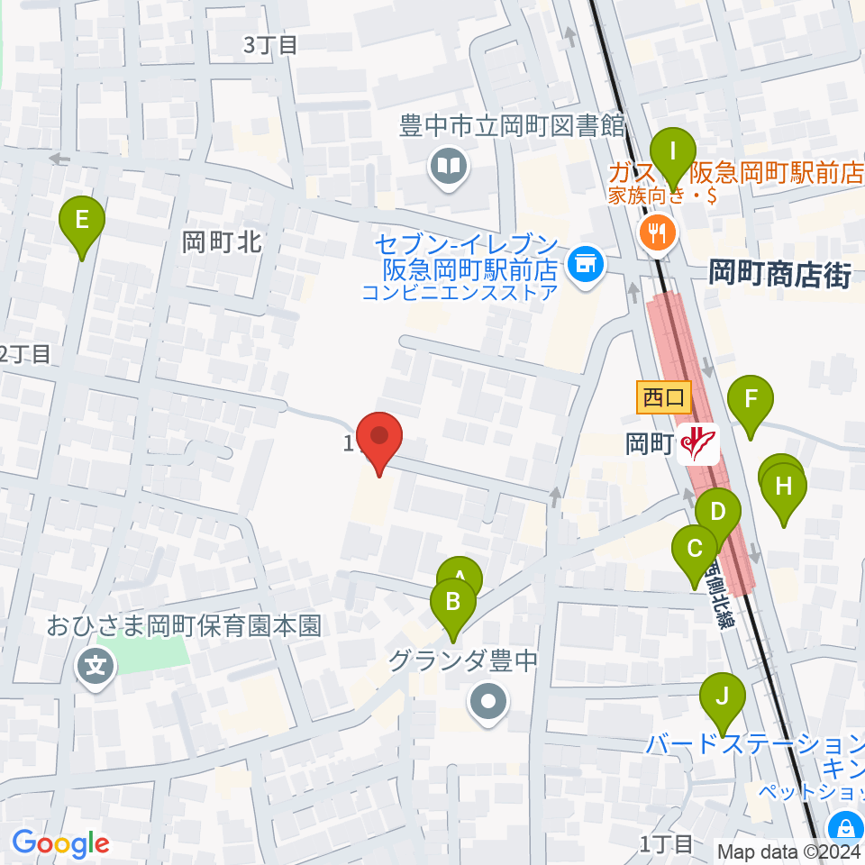 豊中市立伝統芸能館周辺の駐車場・コインパーキング一覧地図