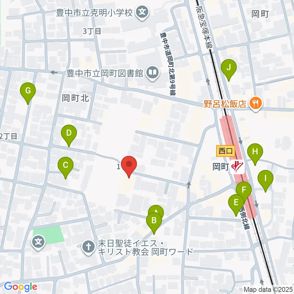 豊中市立伝統芸能館周辺の駐車場・コインパーキング一覧地図