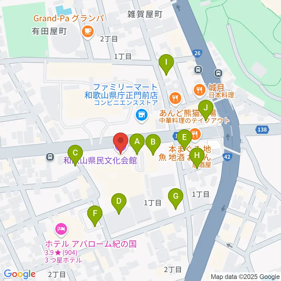和歌山県民文化会館周辺の駐車場・コインパーキング一覧地図