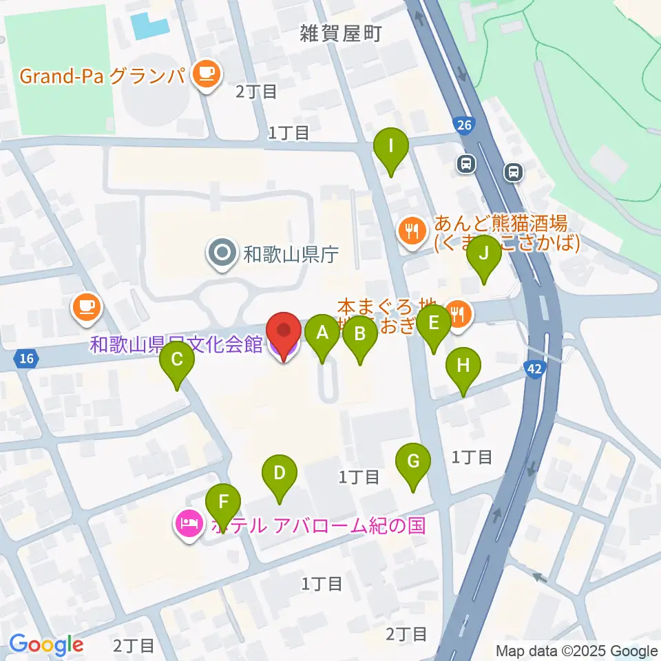 和歌山県民文化会館周辺の駐車場・コインパーキング一覧地図