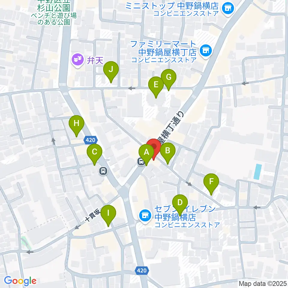 新中野ワニズホール周辺の駐車場・コインパーキング一覧地図
