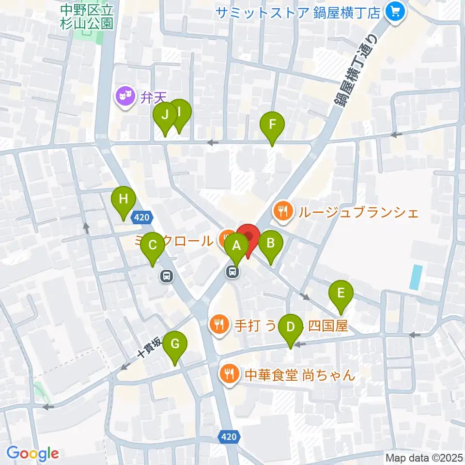 新中野ワニズホール周辺の駐車場・コインパーキング一覧地図