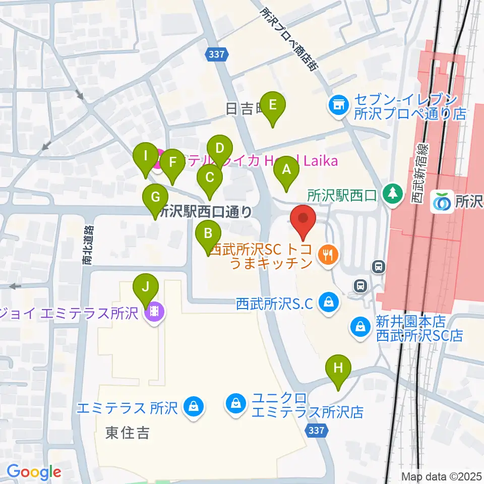所沢YTJホール周辺の駐車場・コインパーキング一覧地図