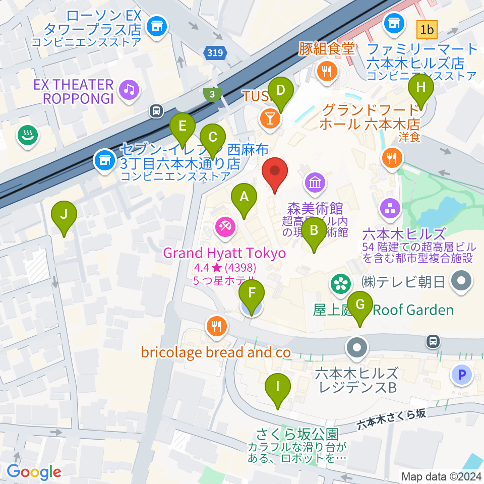 六本木アカデミーヒルズ周辺の駐車場・コインパーキング一覧地図