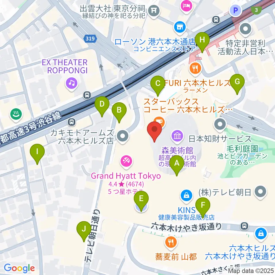六本木アカデミーヒルズ周辺の駐車場・コインパーキング一覧地図