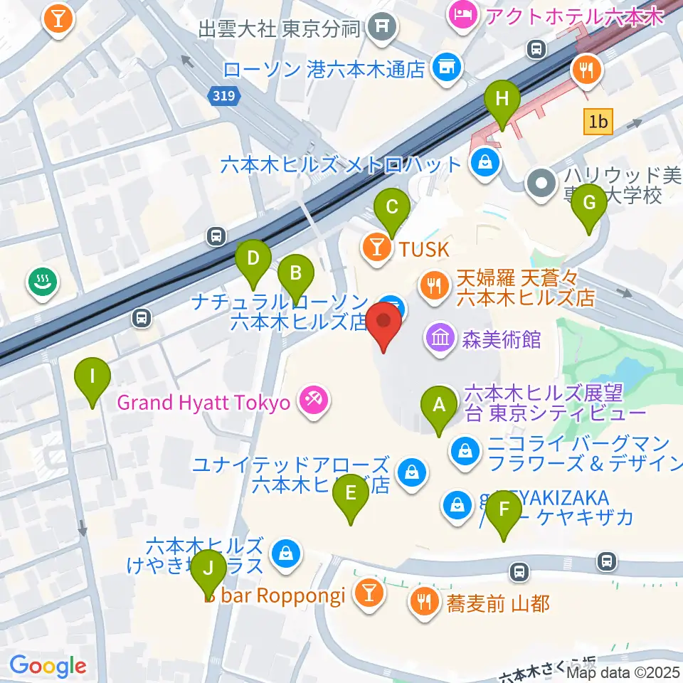 六本木アカデミーヒルズ周辺の駐車場・コインパーキング一覧地図
