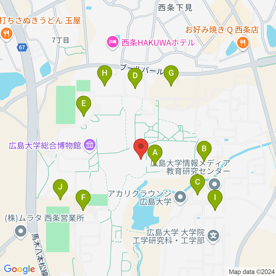 広島大学サタケメモリアルホール周辺の駐車場・コインパーキング一覧地図