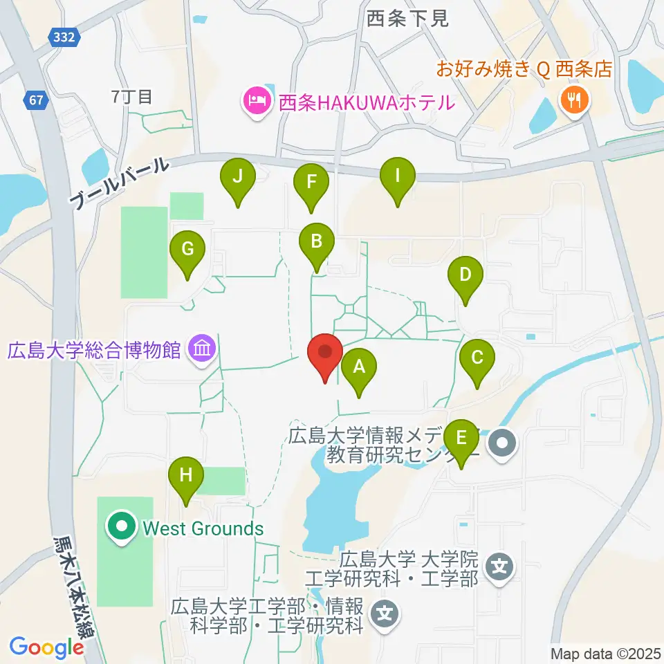 広島大学サタケメモリアルホール周辺の駐車場・コインパーキング一覧地図