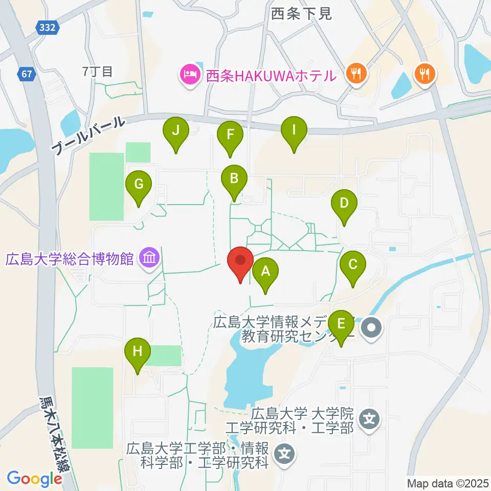 広島大学サタケメモリアルホール周辺の駐車場・コインパーキング一覧地図