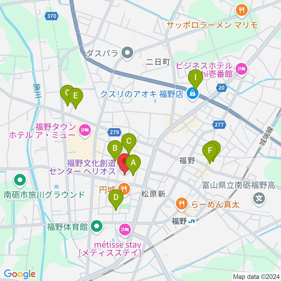 福野文化創造センター ヘリオス周辺の駐車場・コインパーキング一覧地図