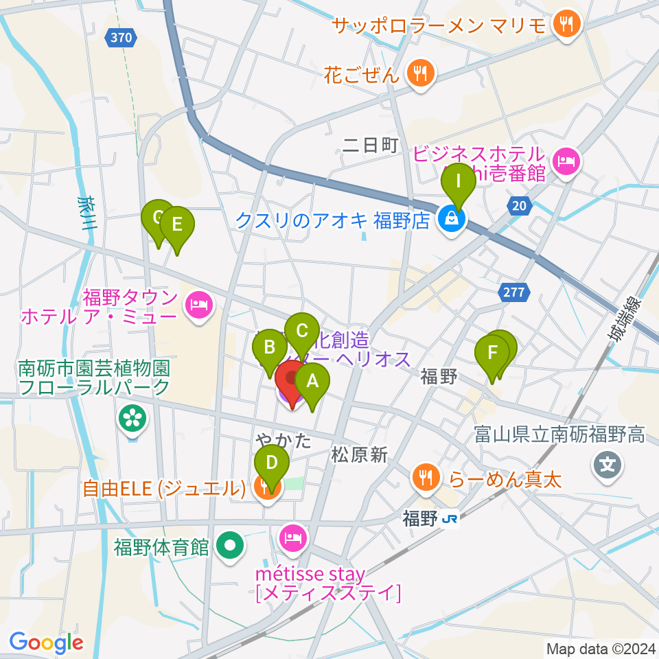 福野文化創造センター ヘリオス周辺の駐車場・コインパーキング一覧地図