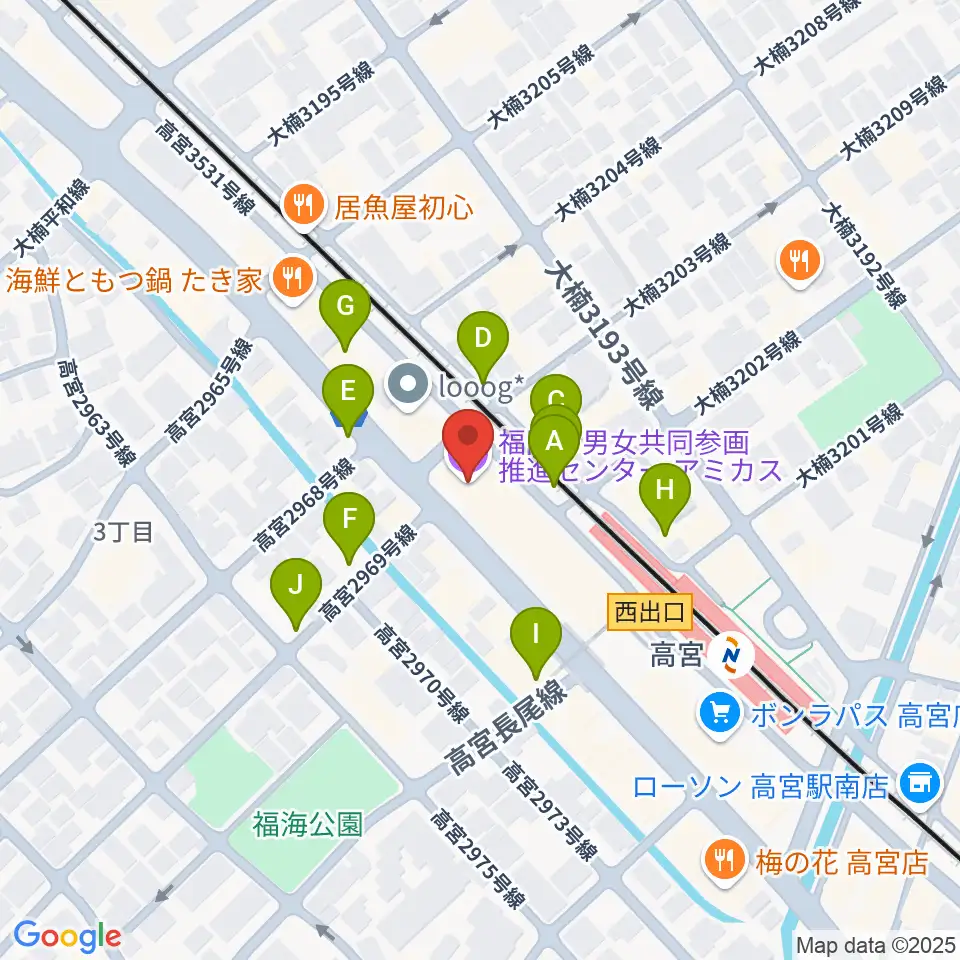 福岡市男女共同参画推進センター・アミカス周辺の駐車場・コインパーキング一覧地図
