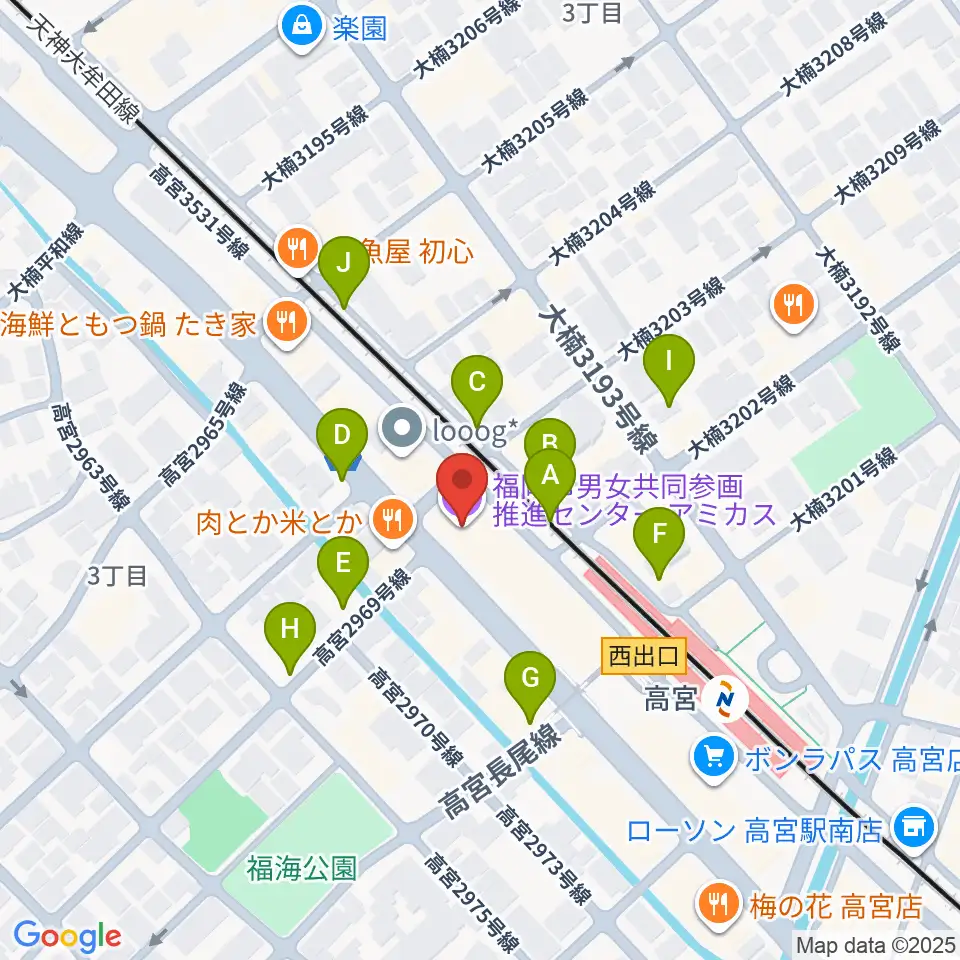 福岡市男女共同参画推進センター・アミカス周辺の駐車場・コインパーキング一覧地図