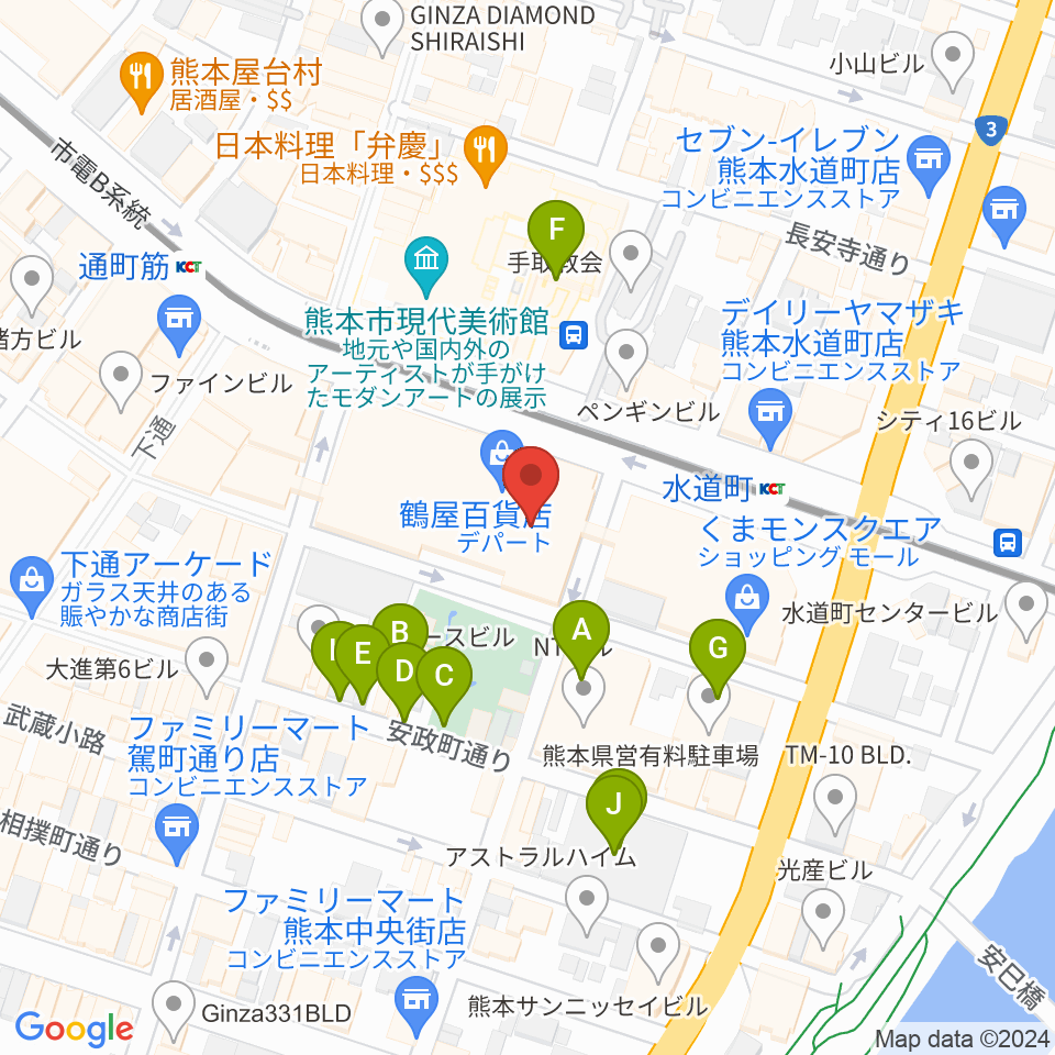 NHK文化センター 熊本教室周辺の駐車場・コインパーキング一覧地図