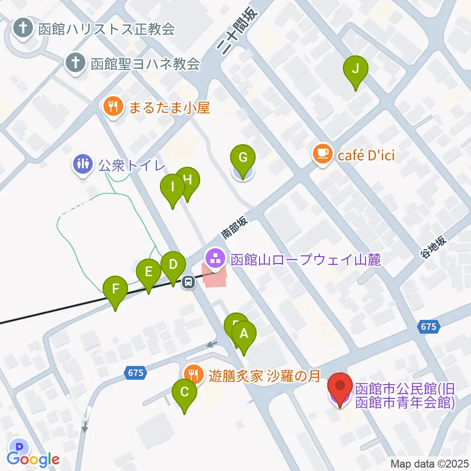 函館市公民館周辺の駐車場・コインパーキング一覧地図