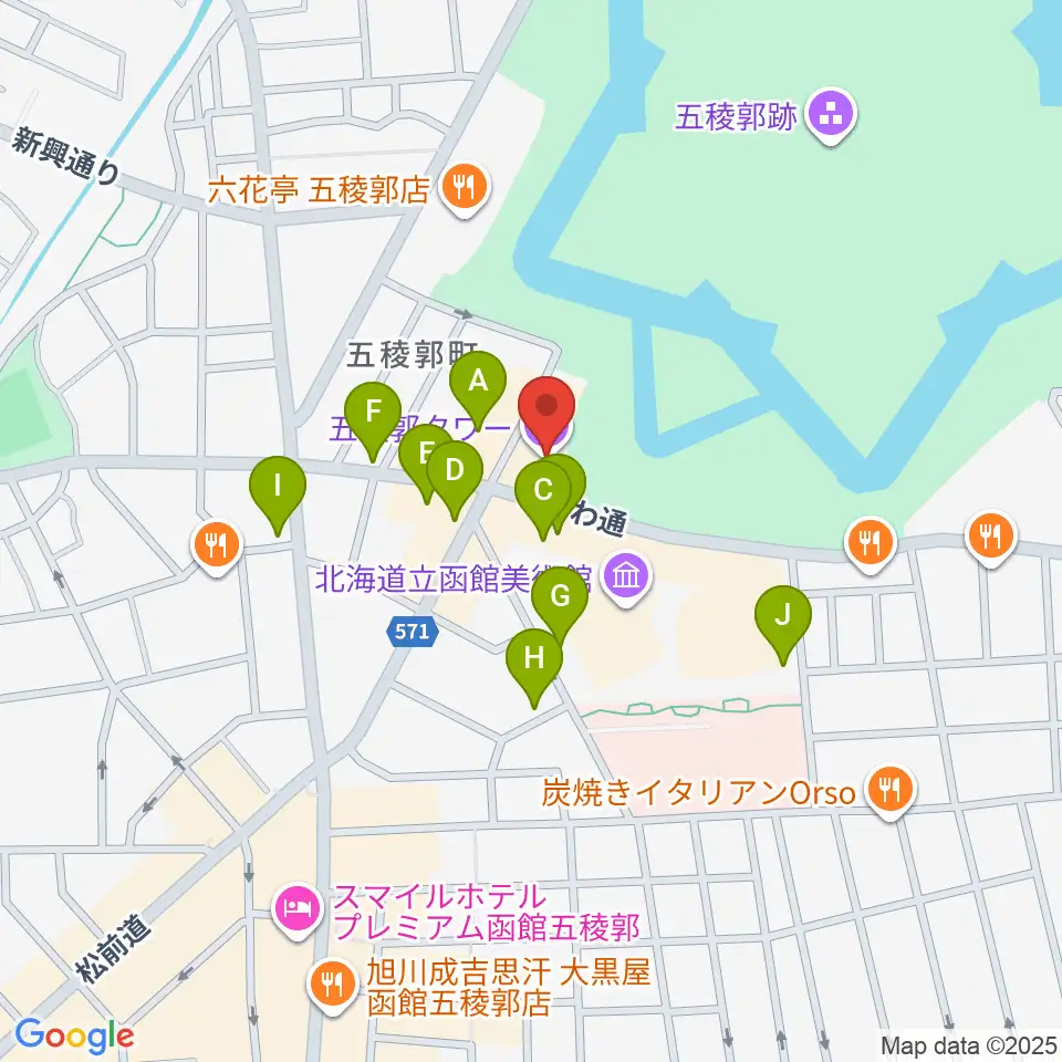 五稜郭タワー周辺の駐車場・コインパーキング一覧地図