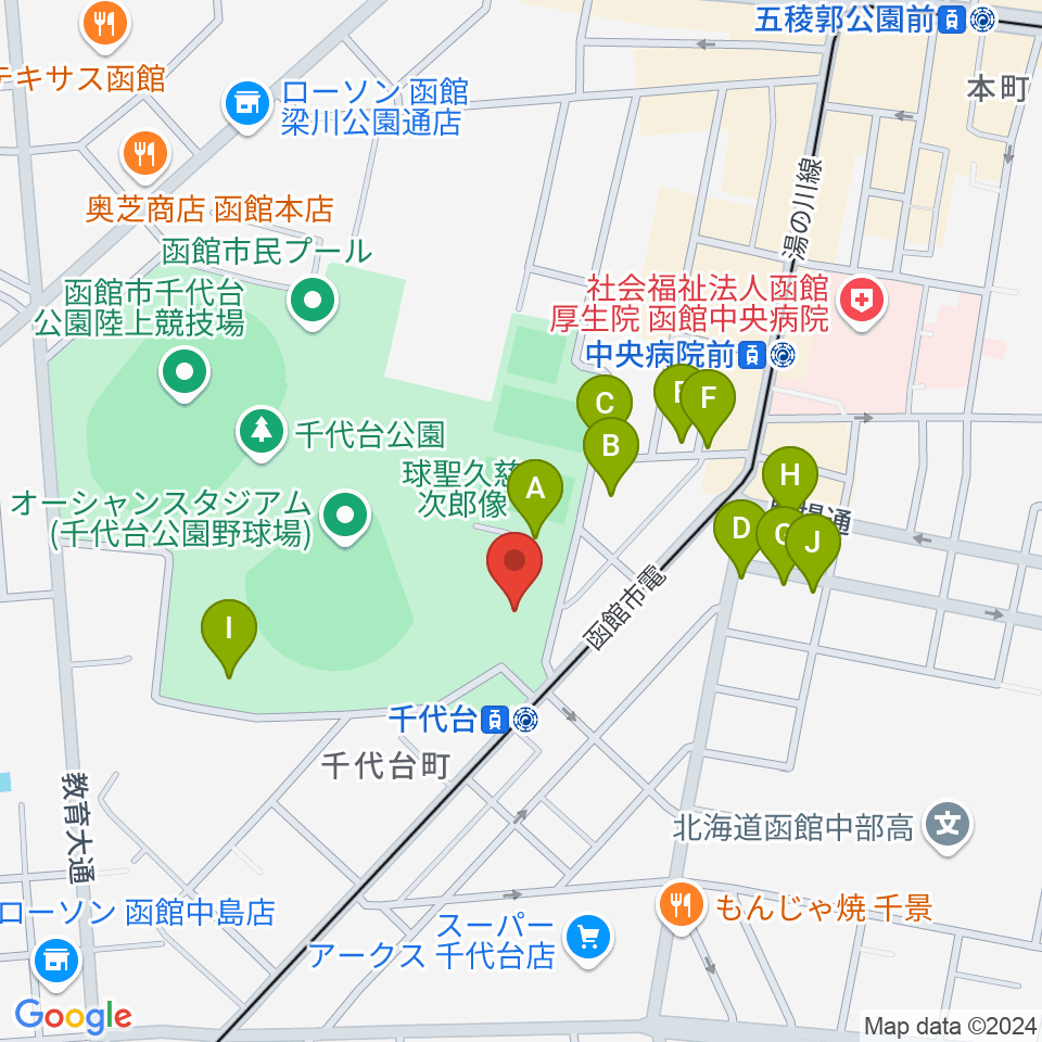 函館市青年センター周辺の駐車場・コインパーキング一覧地図