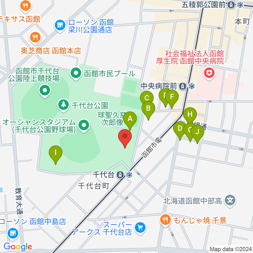 函館市青年センター周辺の駐車場・コインパーキング一覧地図