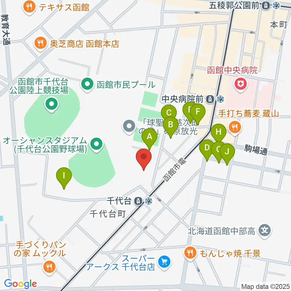 函館市青年センター周辺の駐車場・コインパーキング一覧地図