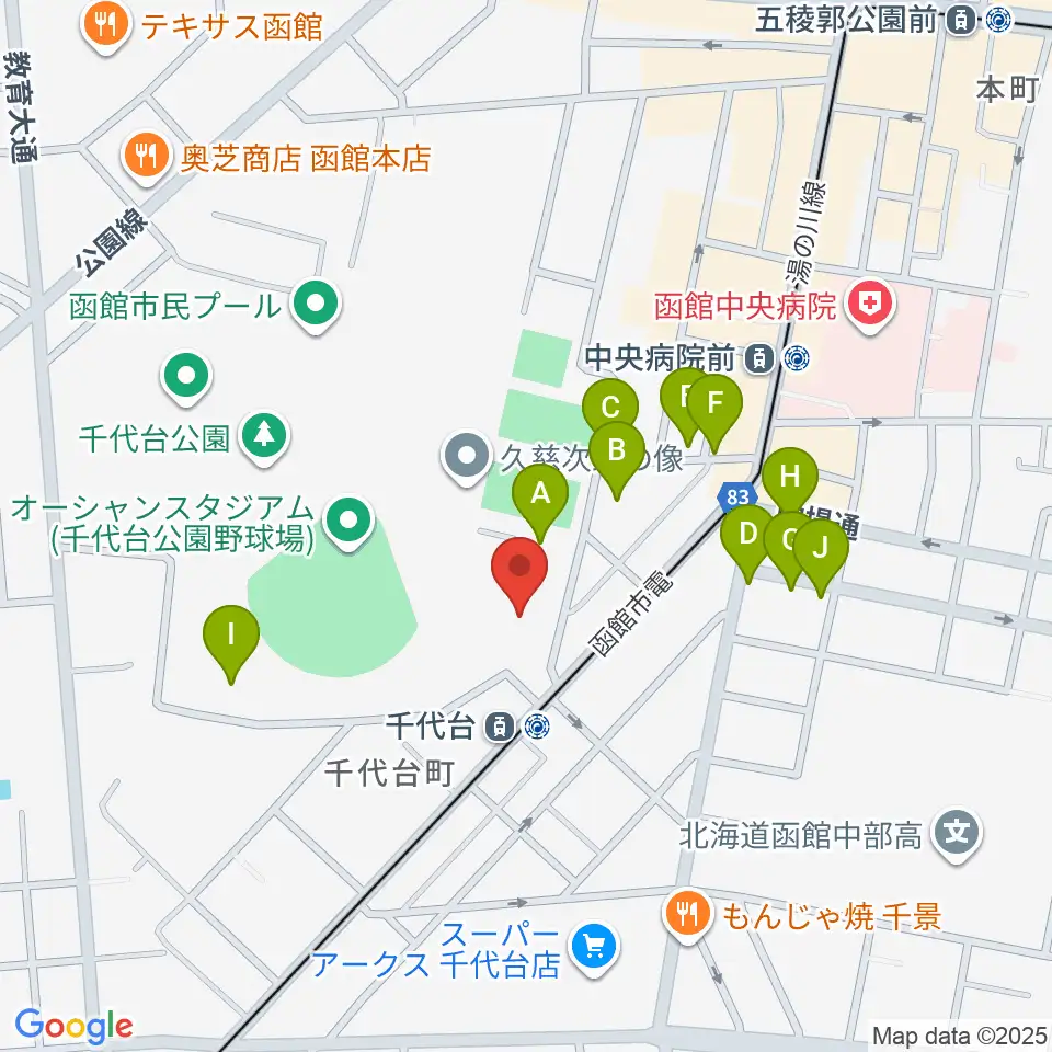 函館市青年センター周辺の駐車場・コインパーキング一覧地図