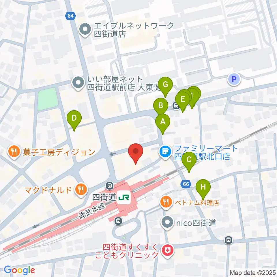 アイバ楽器 四街道駅前センター周辺の駐車場・コインパーキング一覧地図