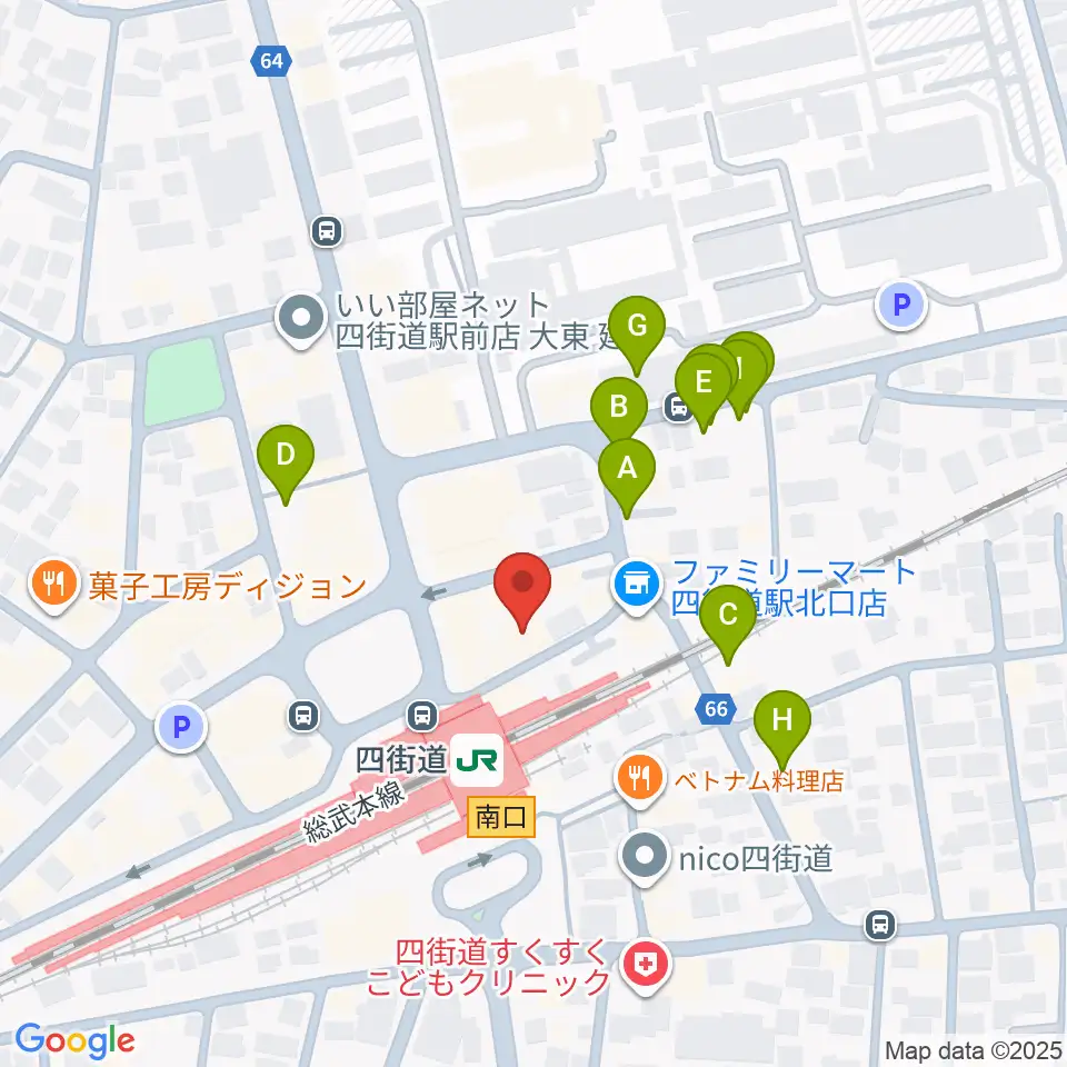アイバ楽器 四街道駅前センター周辺の駐車場・コインパーキング一覧地図