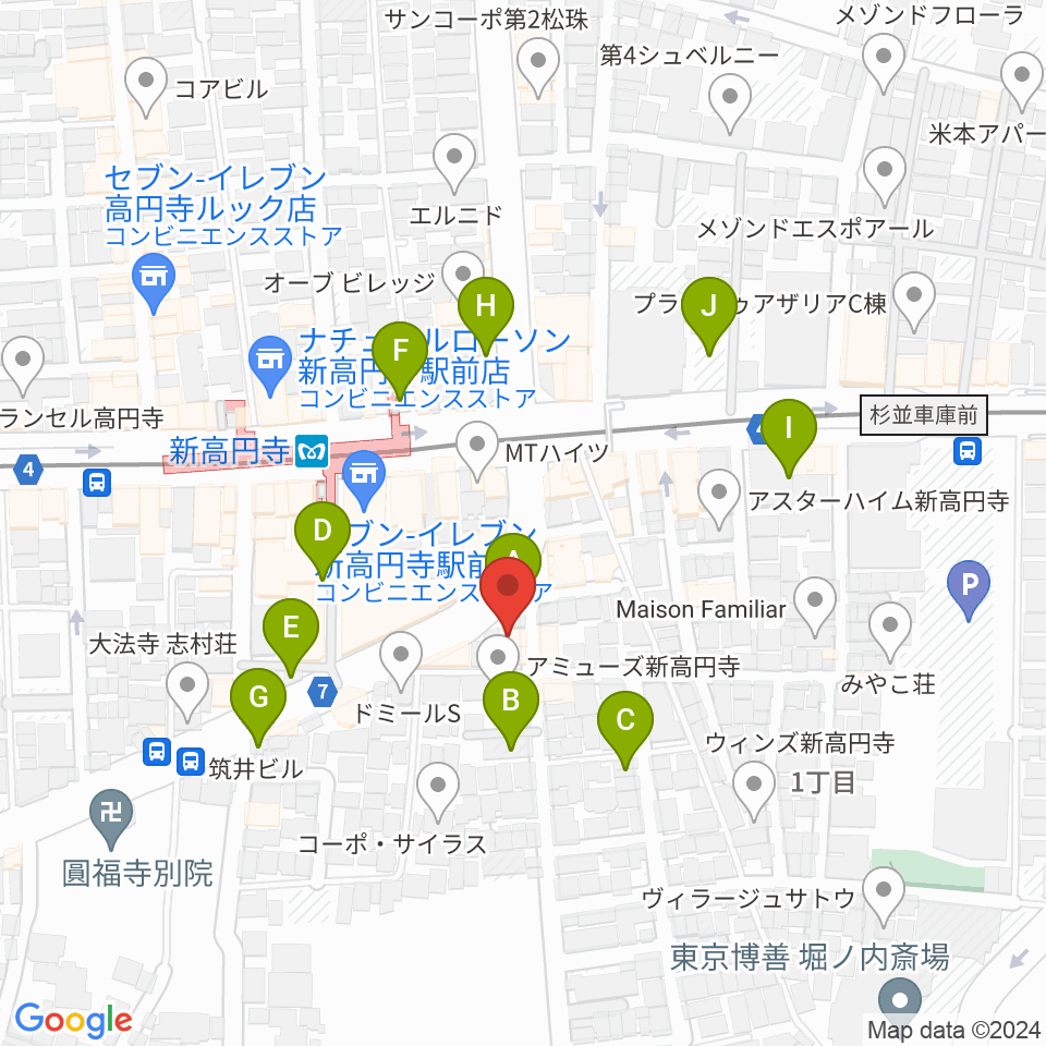 新高円寺カナデミア周辺の駐車場・コインパーキング一覧地図