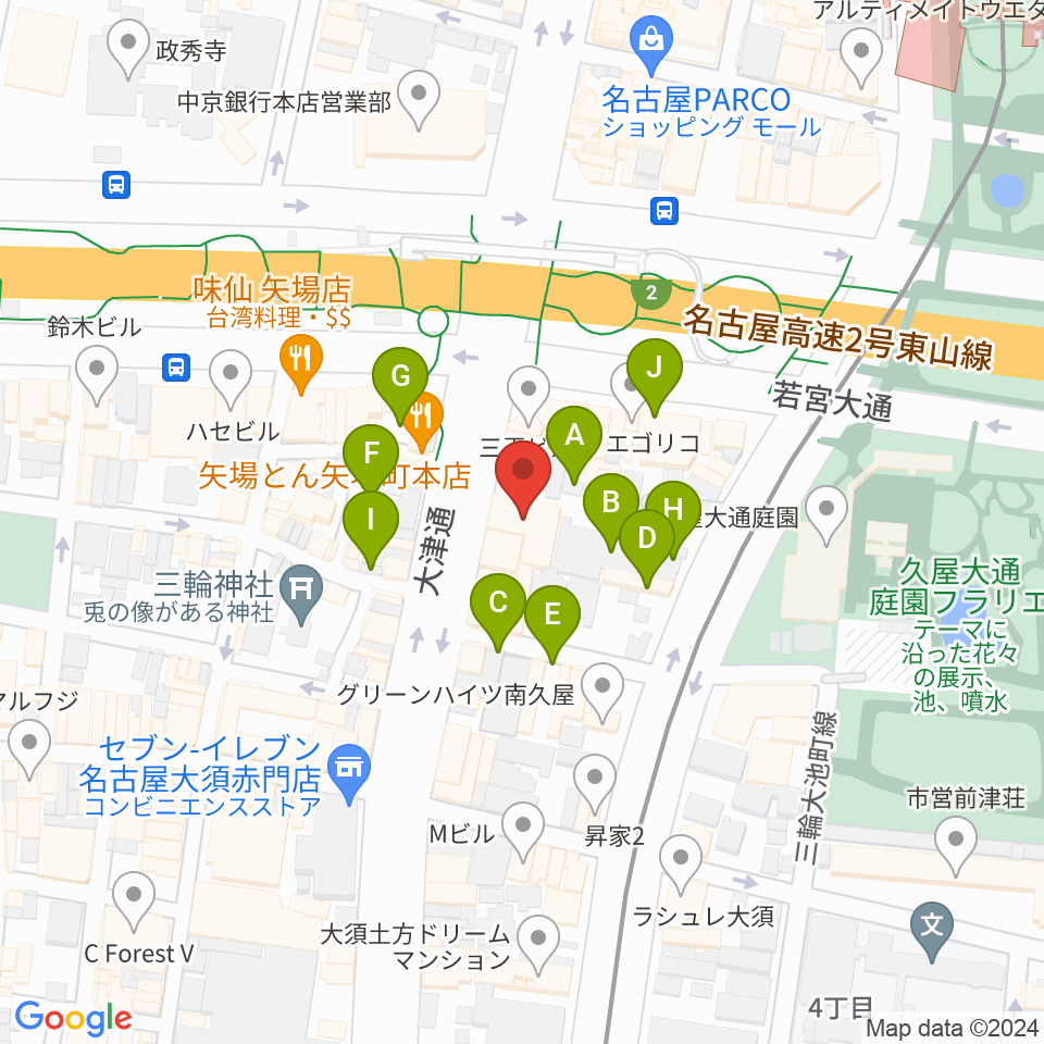 名古屋大須RAD HALL周辺の駐車場・コインパーキング一覧地図