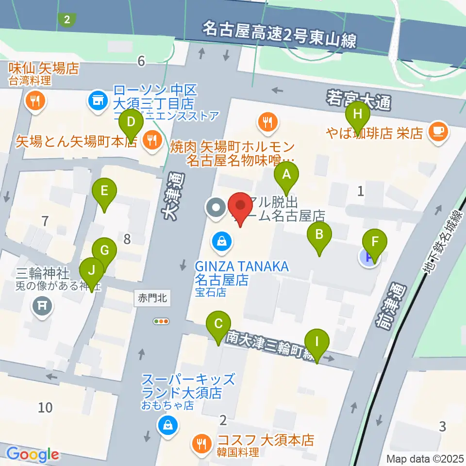名古屋大須RAD HALL周辺の駐車場・コインパーキング一覧地図
