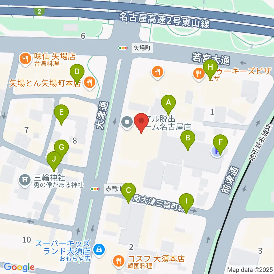 名古屋大須RAD HALL周辺の駐車場・コインパーキング一覧地図