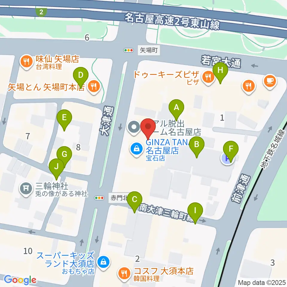 名古屋大須RAD HALL周辺の駐車場・コインパーキング一覧地図