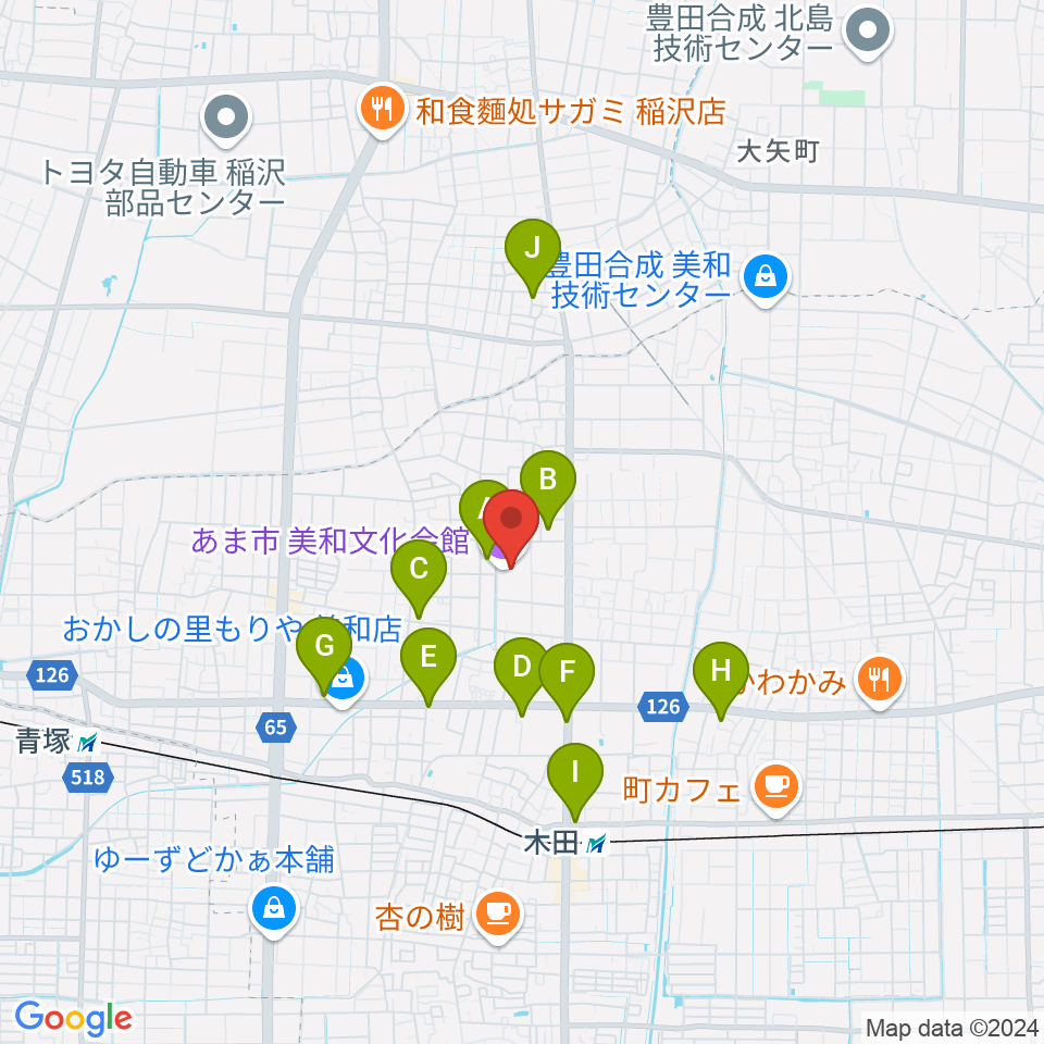 あま市美和文化会館周辺の駐車場・コインパーキング一覧地図