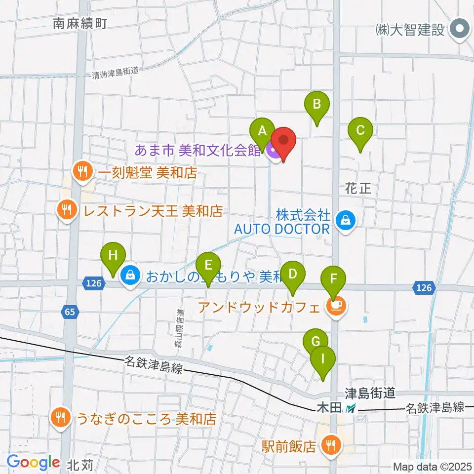あま市美和文化会館周辺の駐車場・コインパーキング一覧地図